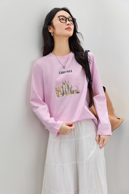 Scenery Print Cotton T-shirt