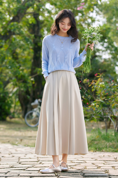 Woven Casual A-Line Skirt