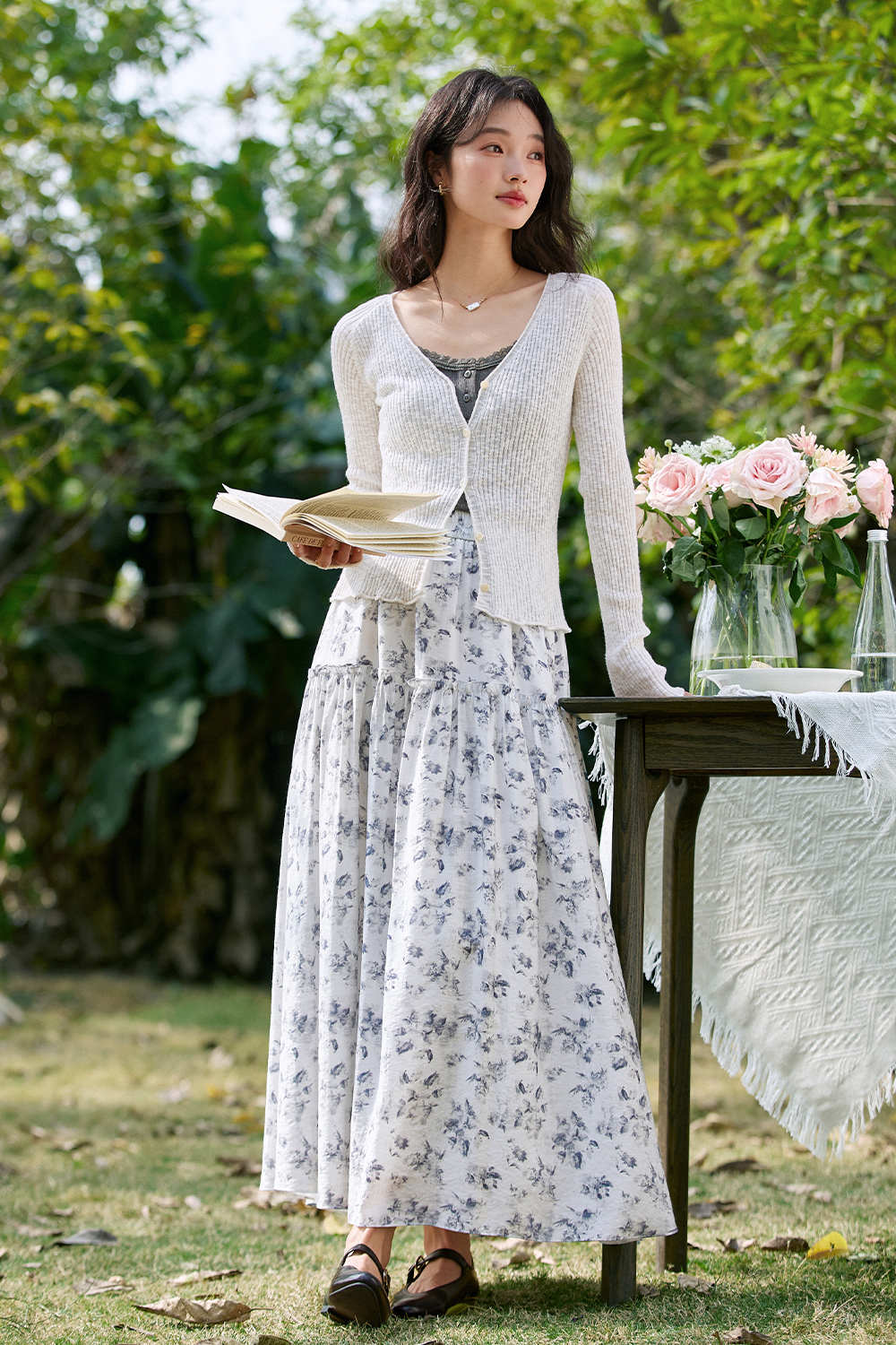 Fresh Tencel Printed Skirt-VIMLYSTORE