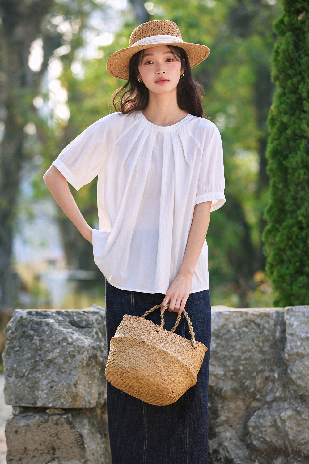 Pleated Collar Shirt