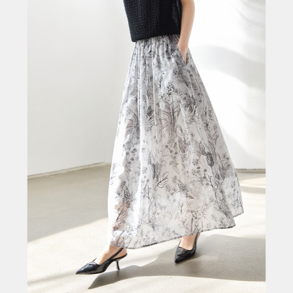 Elegant Lyocell Floral Skirt
