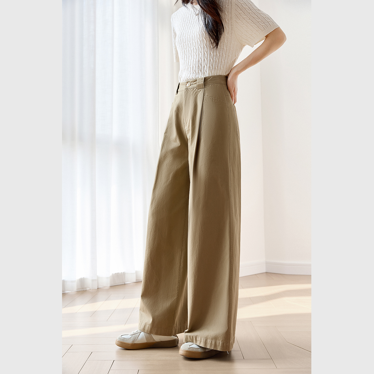Pure Cotton Loose Versatile Wide-Leg Pants