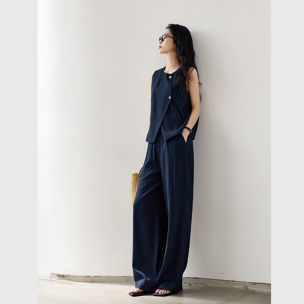 Linen Blended Vest Suit