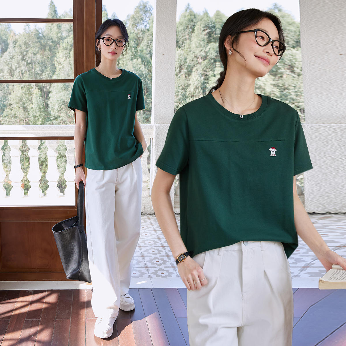 Animal Embroidery Straight T-Shirt