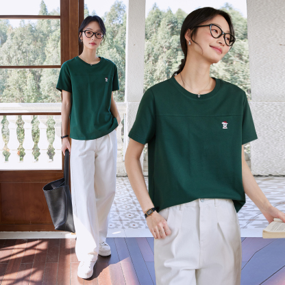 Animal Embroidery Straight T-Shirt