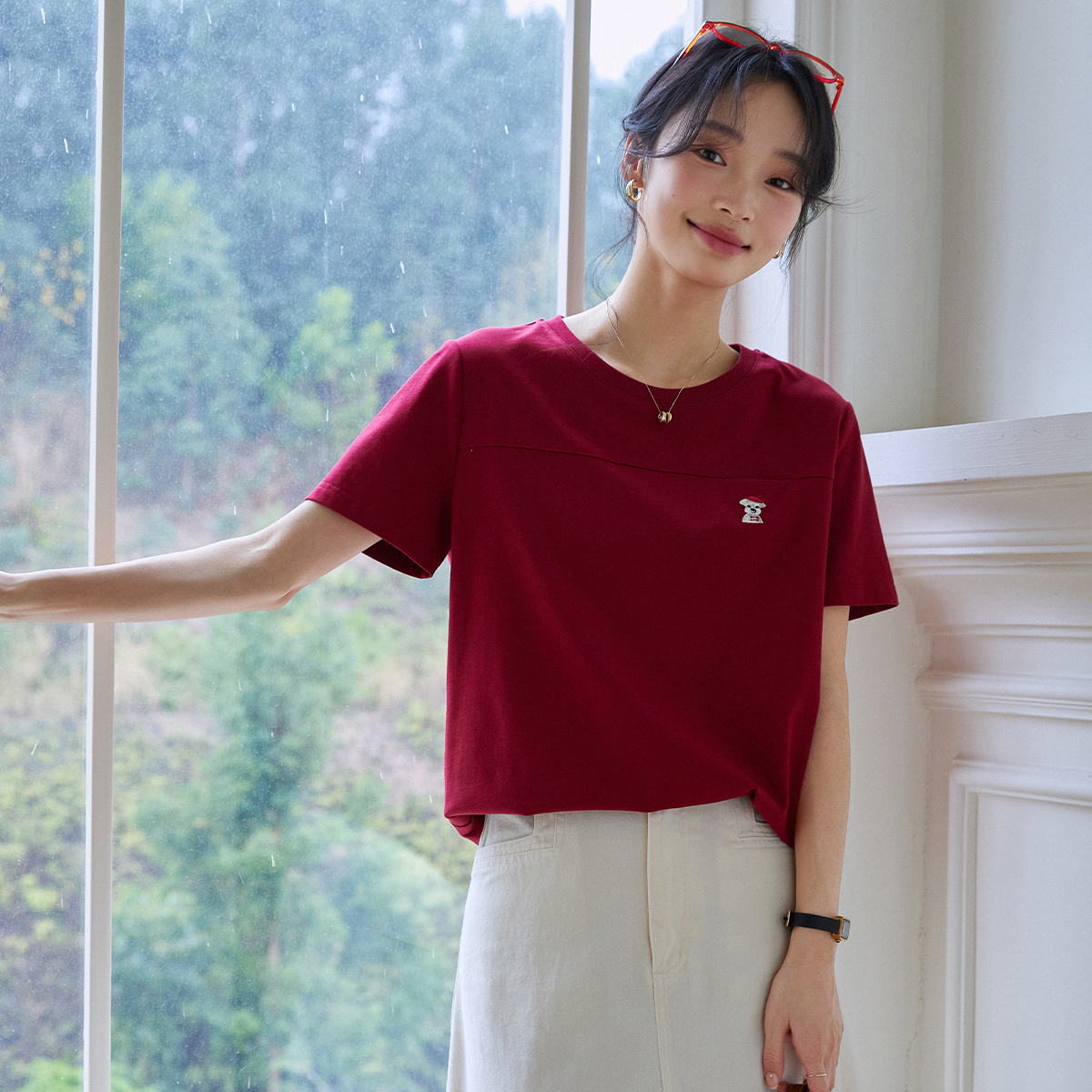 Animal Embroidery Straight T-Shirt