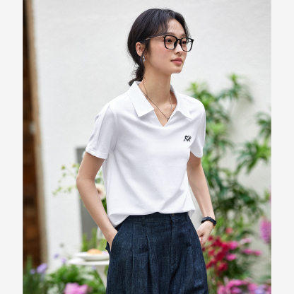 Lapel Cotton T-Shirt