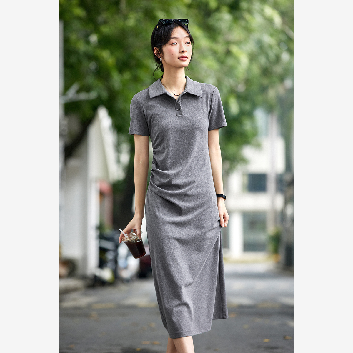 Lapel Knitted Straight Dress
