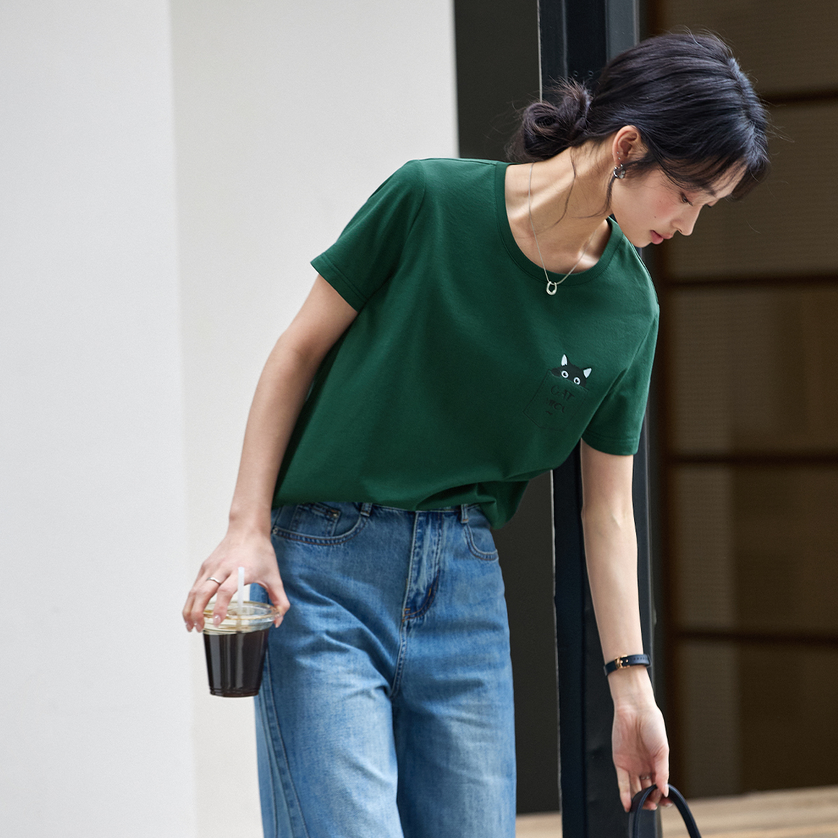 Cotton Pocket Cat T-Shirt