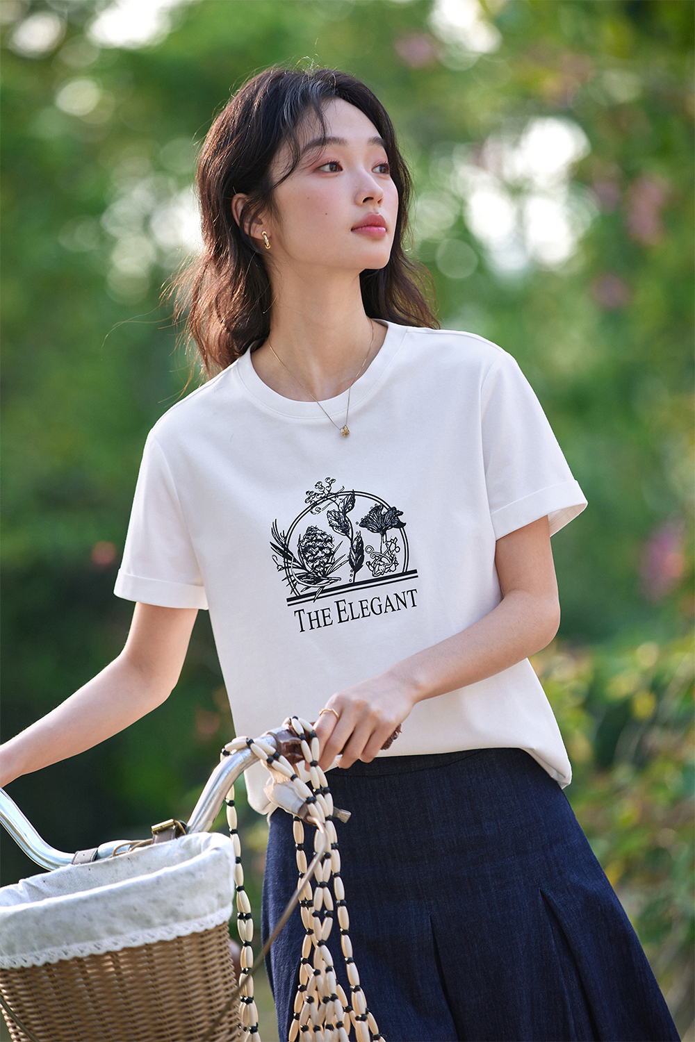 Cotton Printed Straight T-Shirt