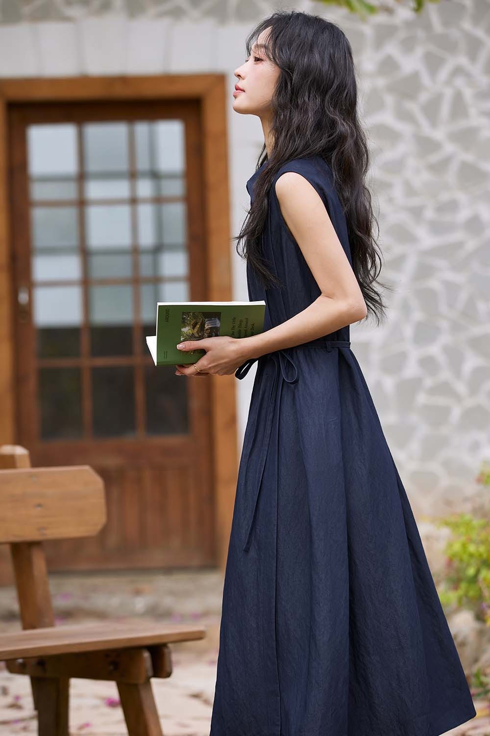 Solid Color Sleeveless A-Line Dress