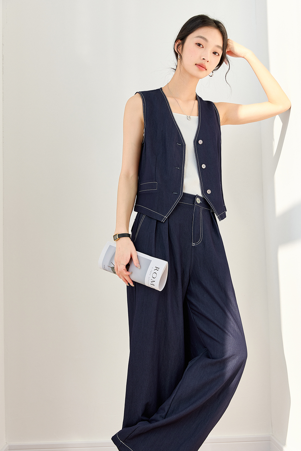 Exposed Stitching Casual Suit