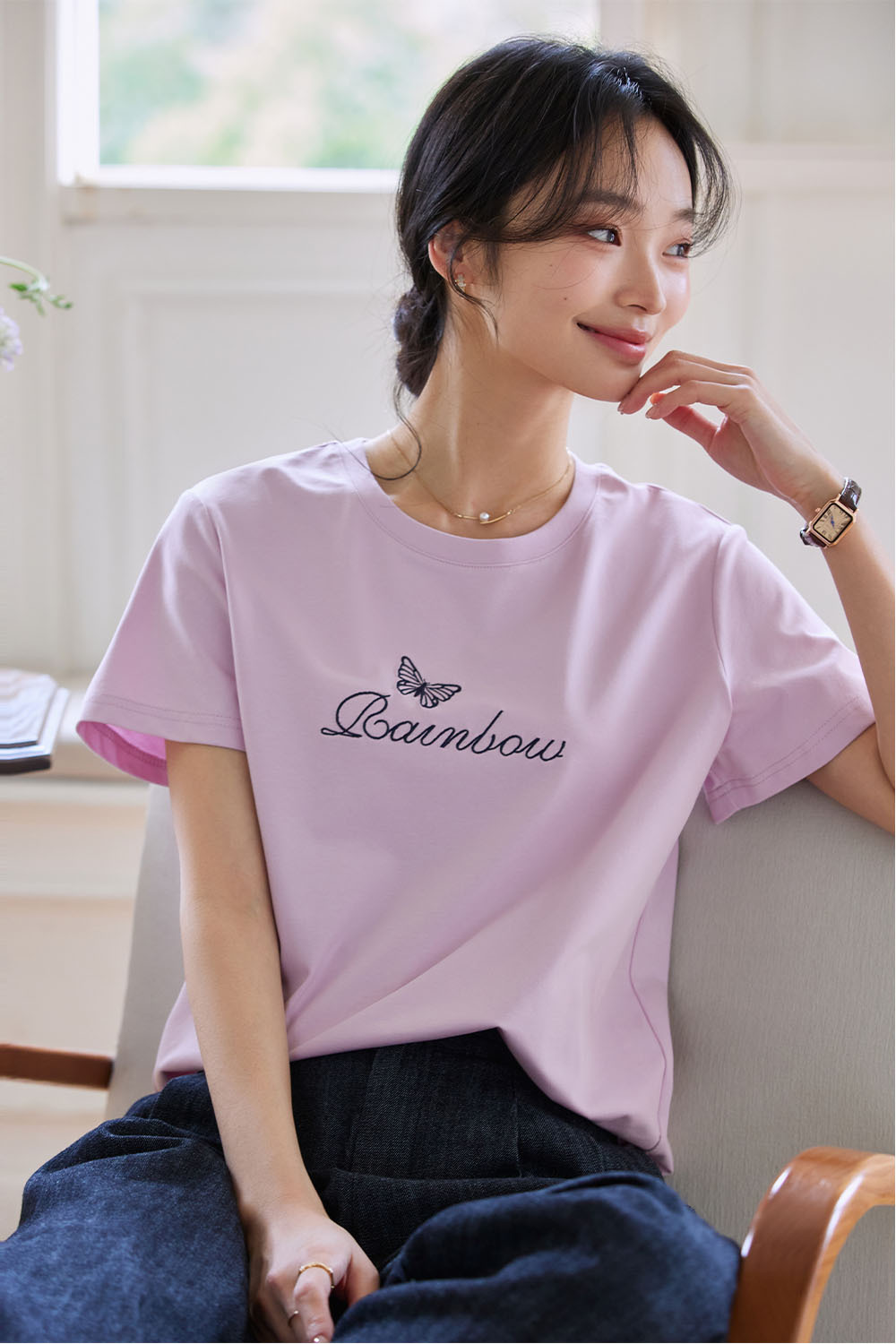 Exquisite Butterfly Embroidered T-Shirt