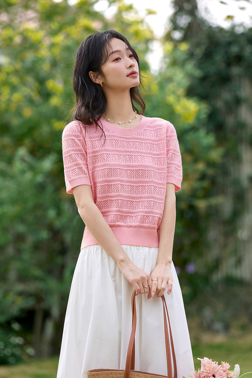 Openwork Striped Sweater