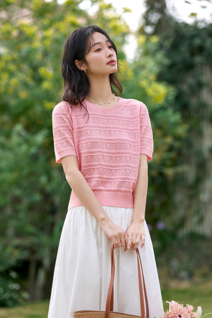 Openwork Striped Sweater