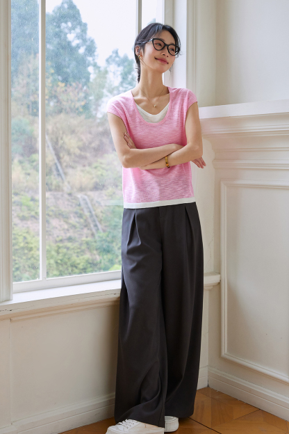 Fake Two-Piece Straight Knit Sweater