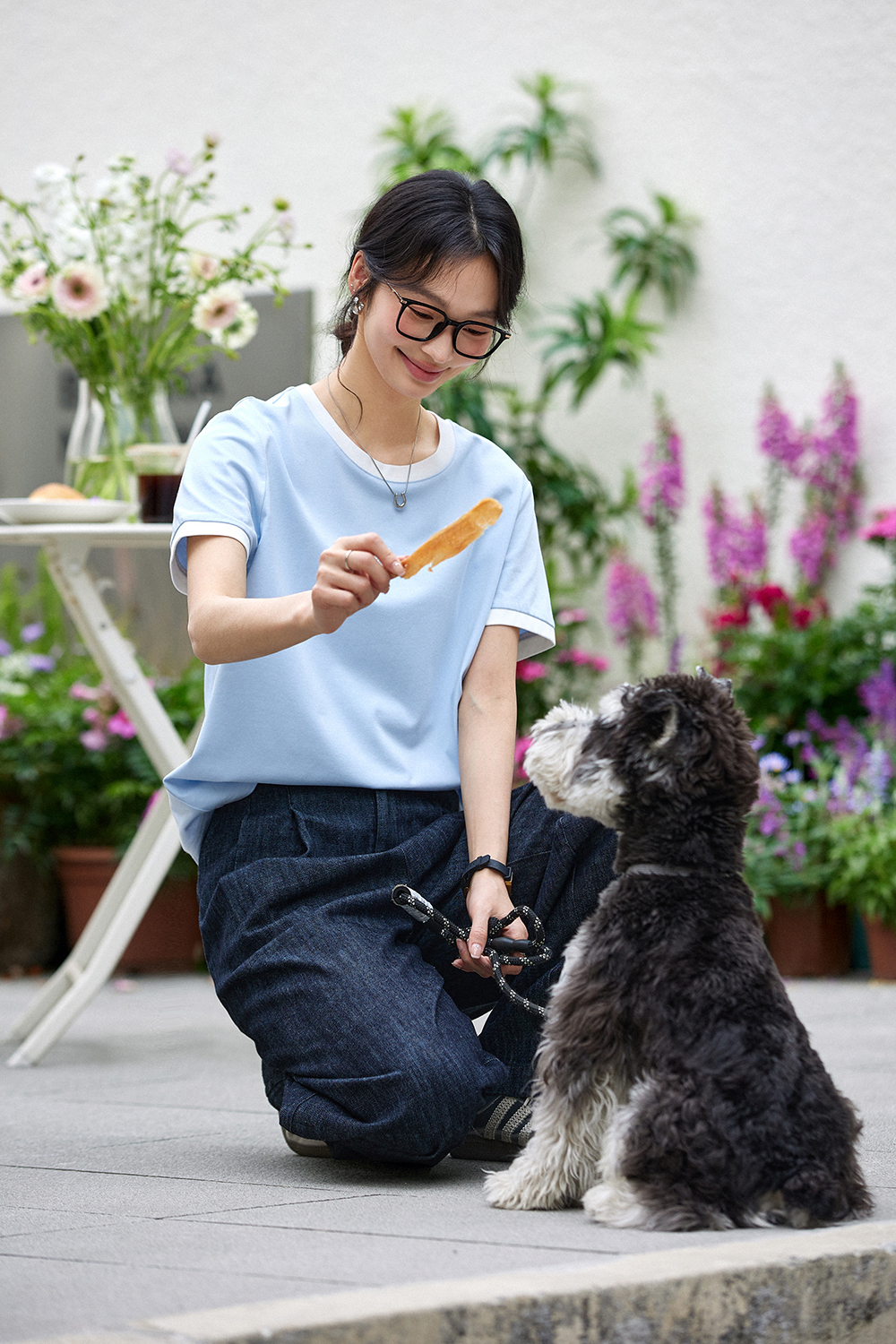 Cotton Blend Straight T-Shirt