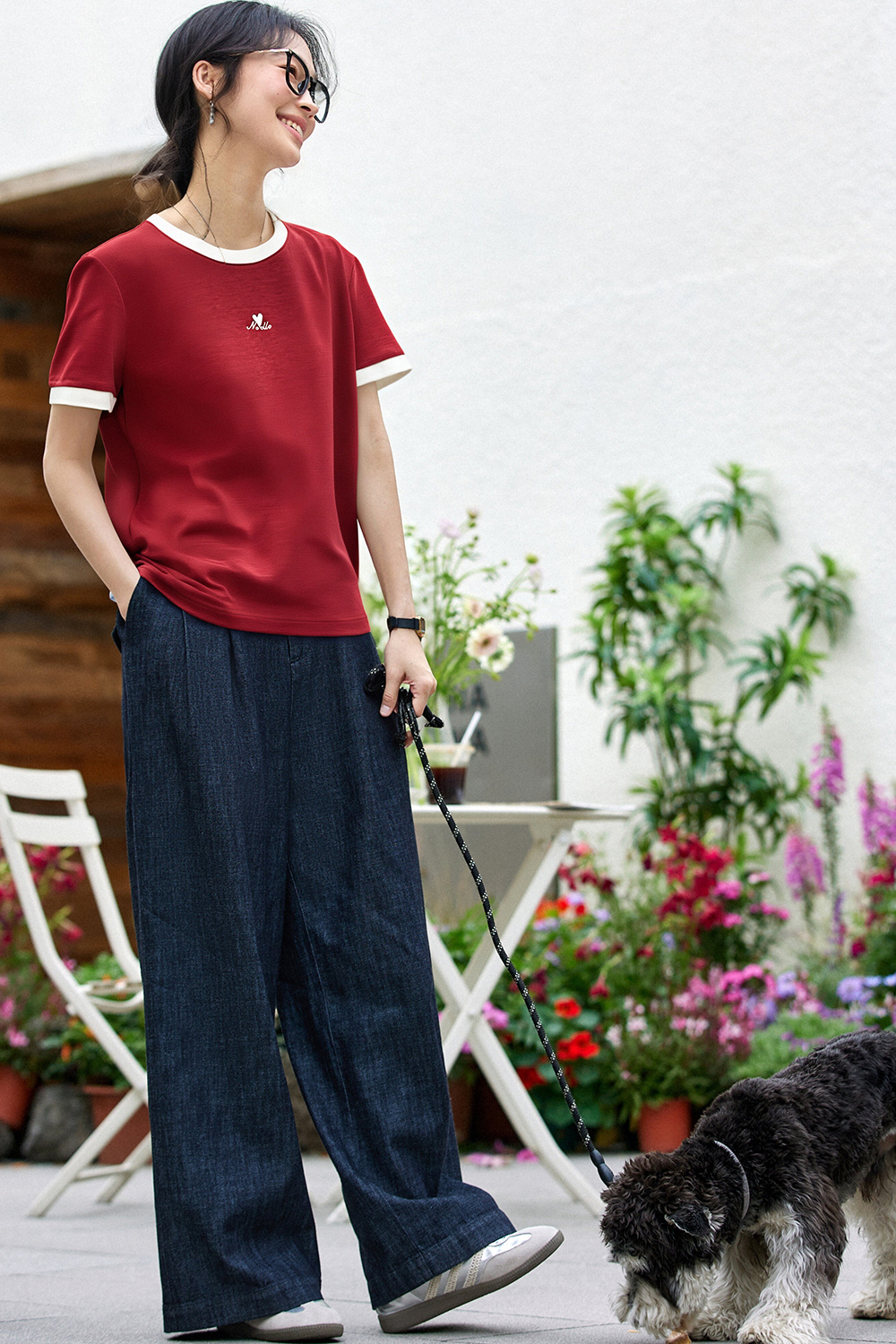 Cotton Blend Straight T-Shirt