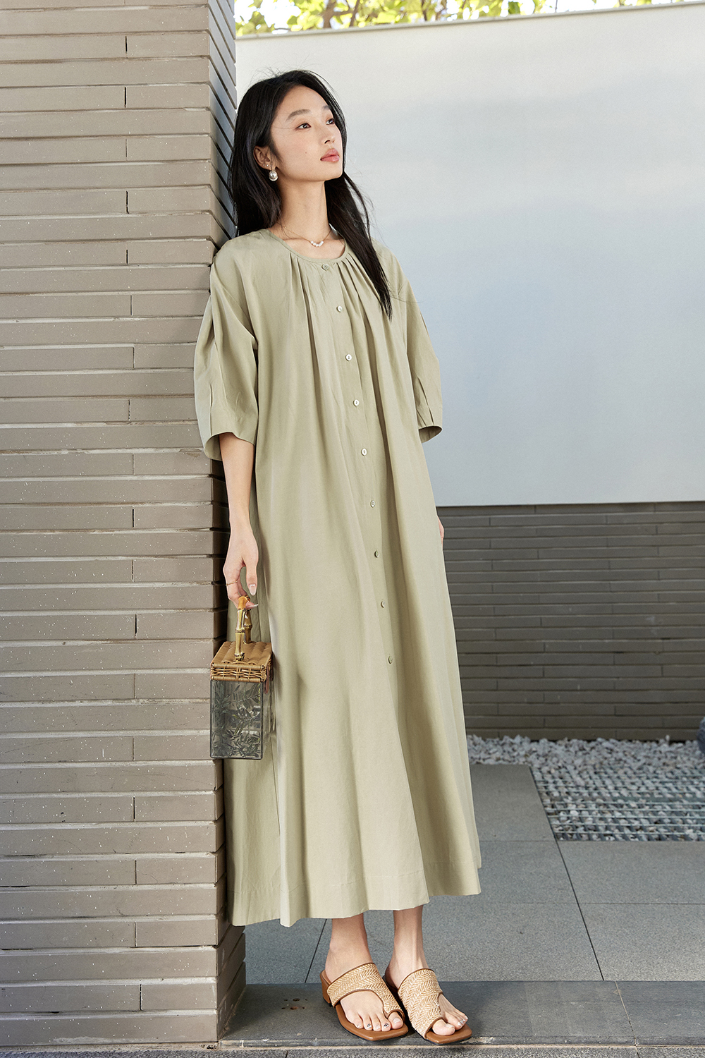 Retro-Chic Lyocell Pencil Dress for Office Elegance-VIMLYSTORE