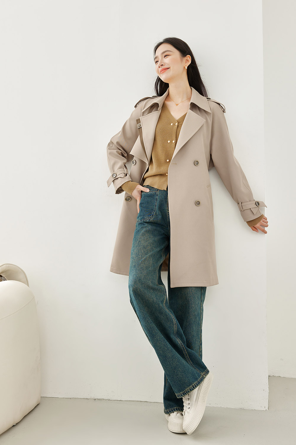 Mid-Length Trench Coat