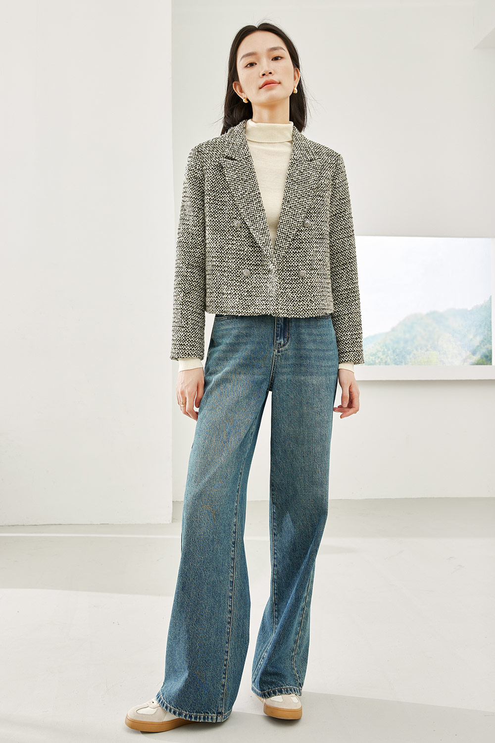 Wool Blend Short Blazer