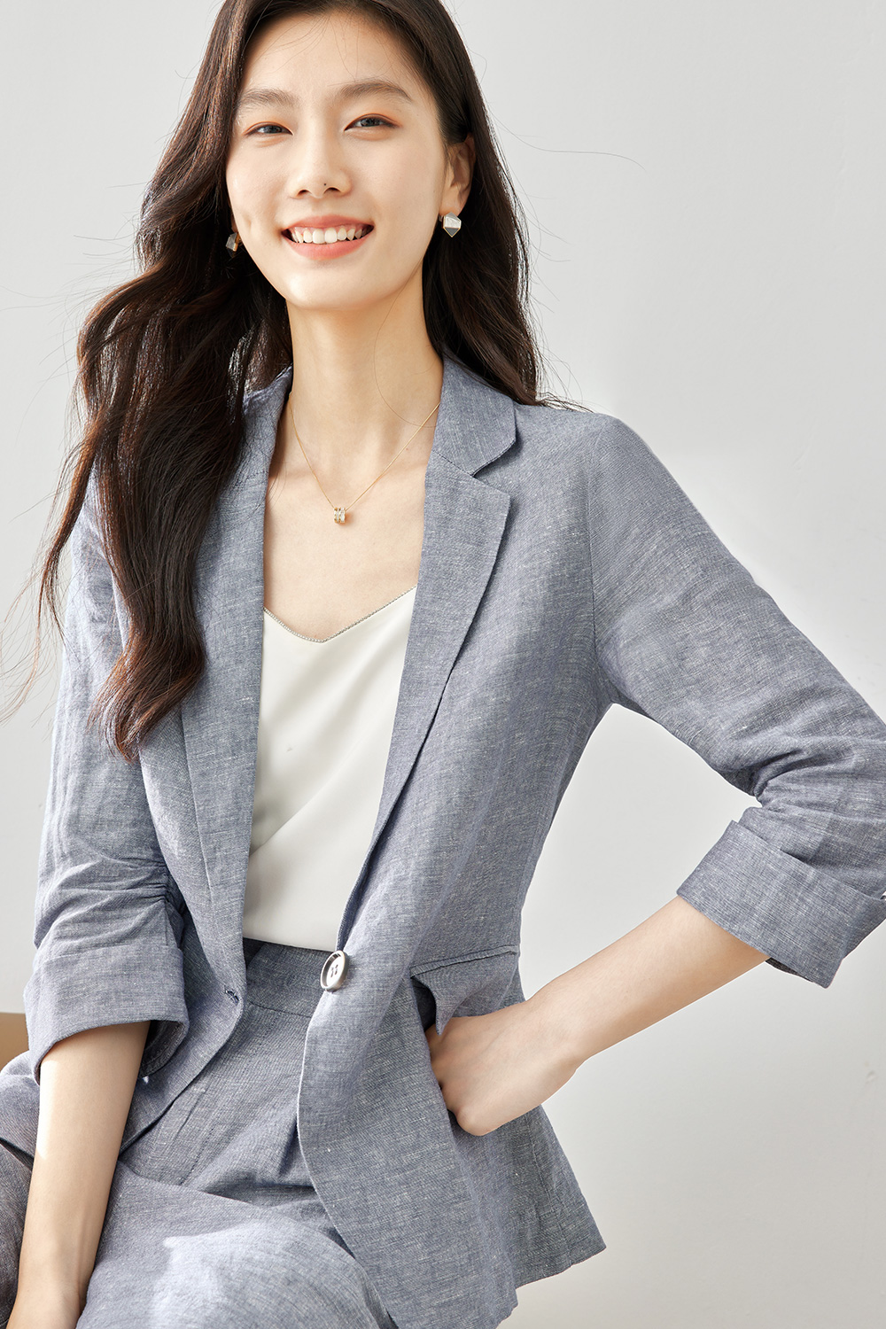 Cotton and linen suit-VIMLYSTORE