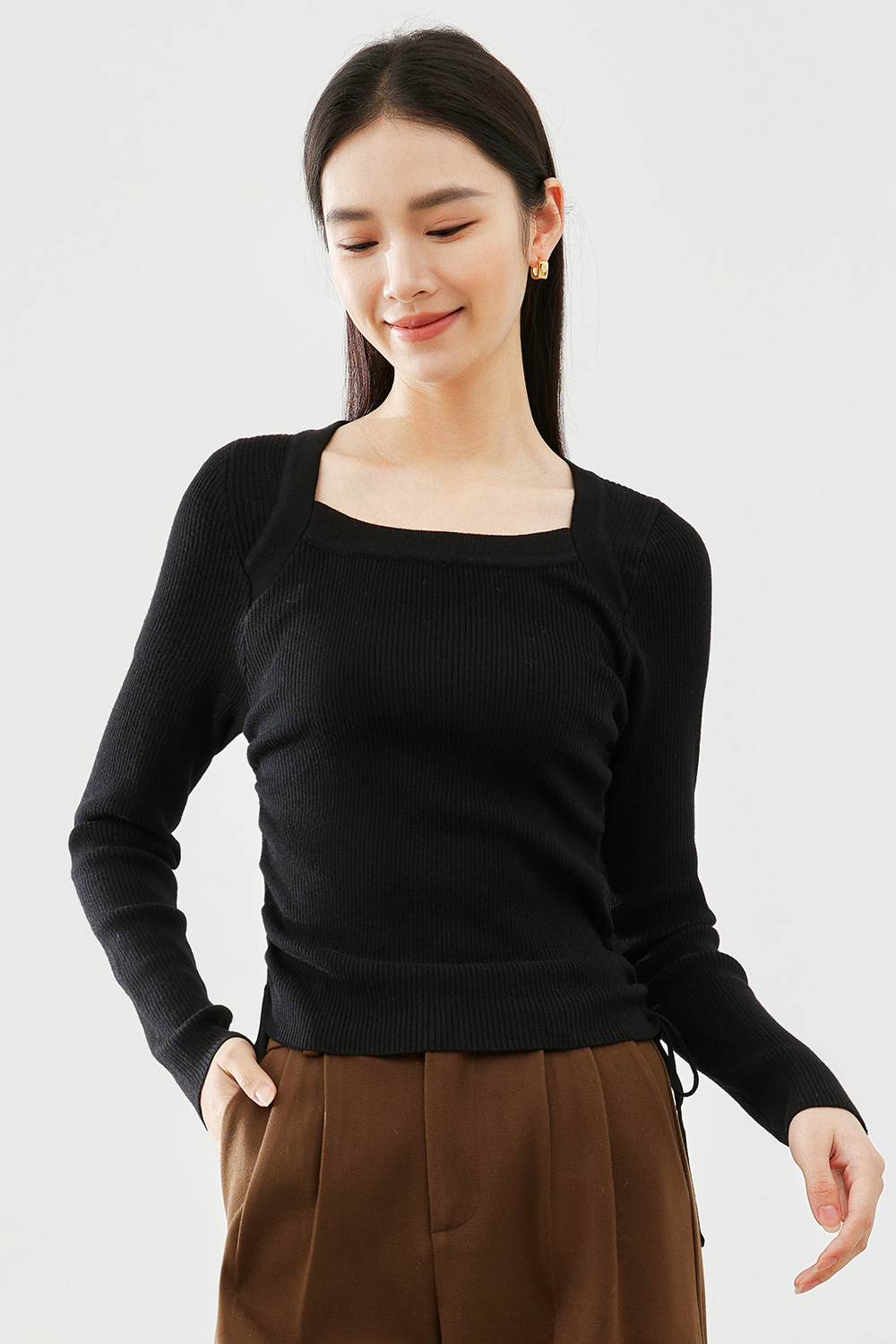 Simple Solid Color Knit Sweater-VIMLYSTORE