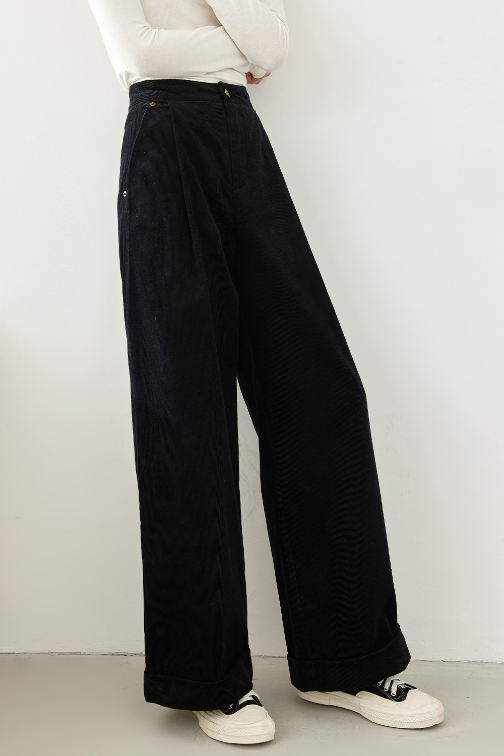 Corduroy wide-leg pants-VIMLYSTORE