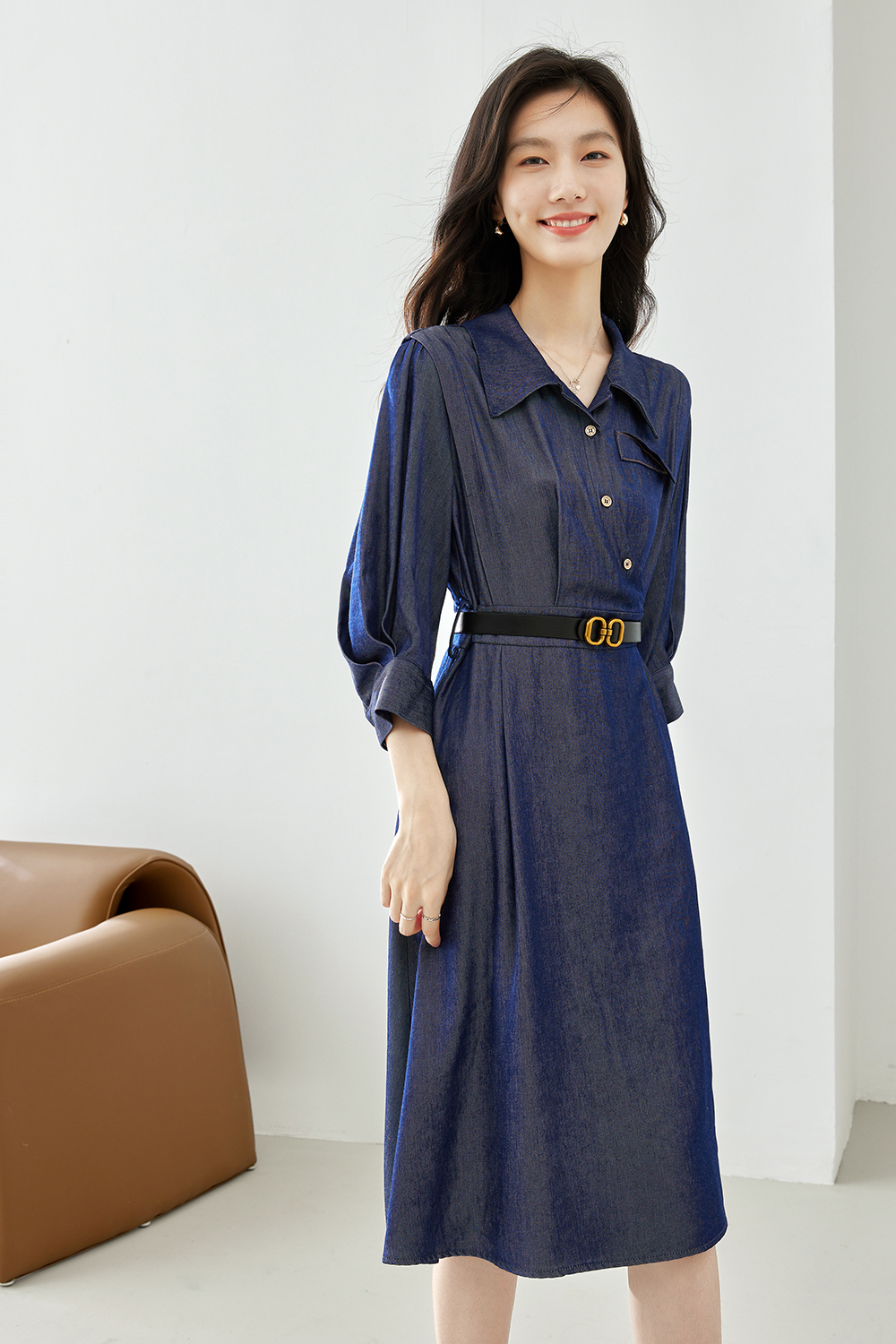 Deep denim blue dress-VIMLYSTORE