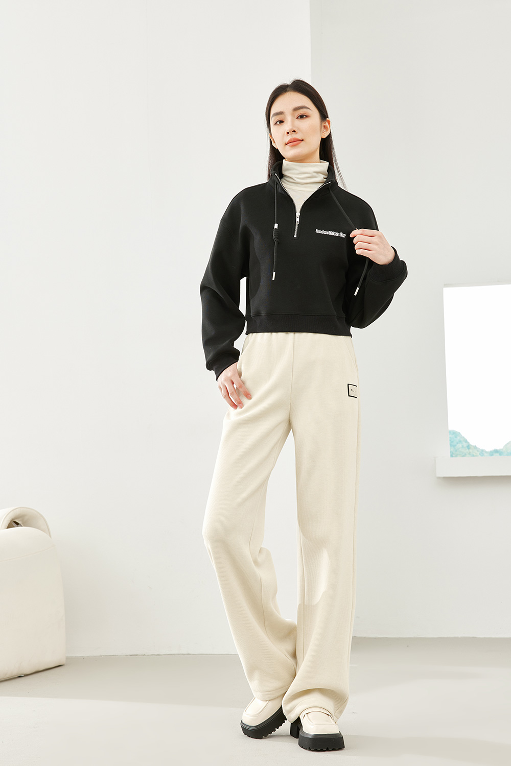 Stand Collar Zipper Hoodie