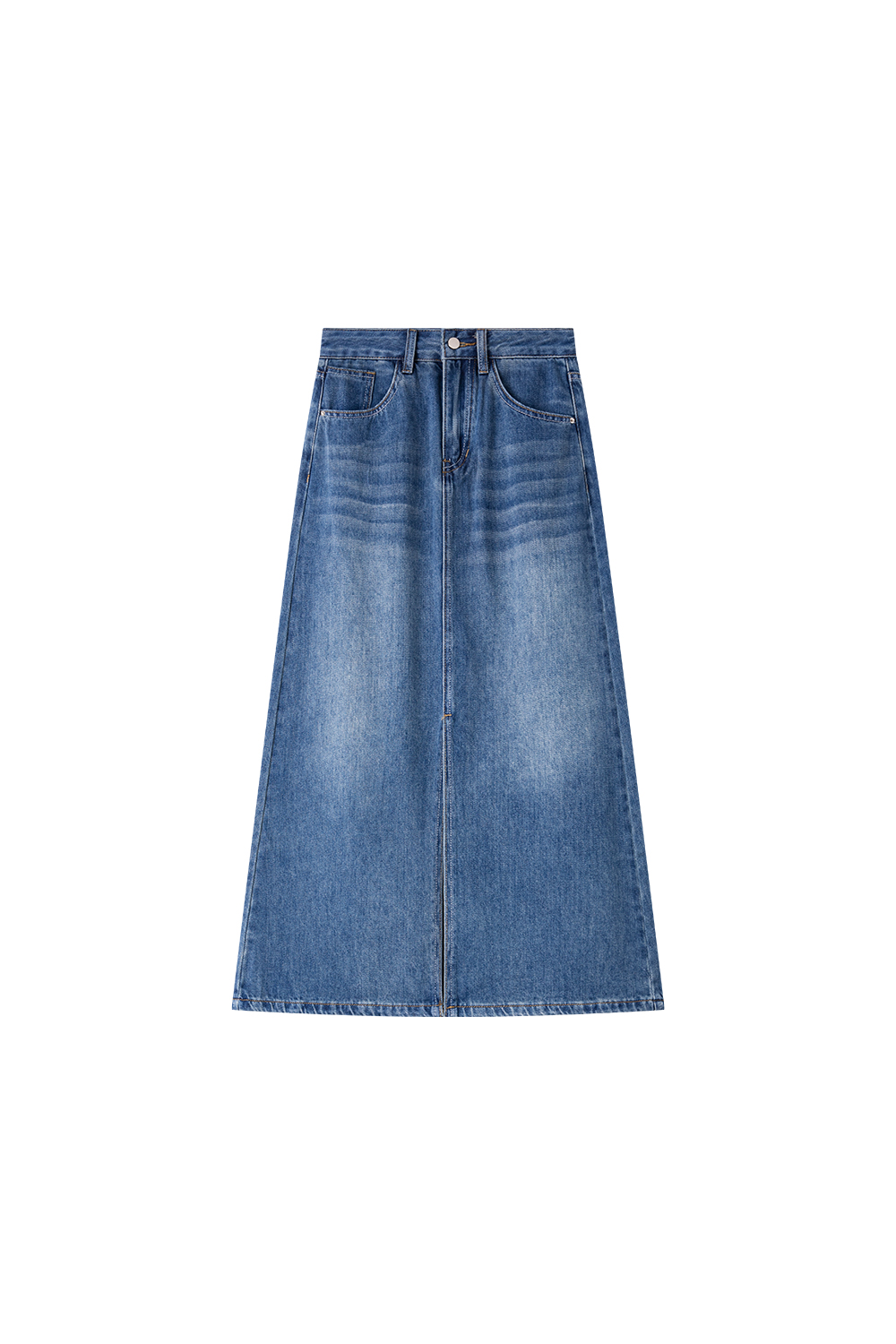 High-Waist A-Line Denim Skirt with Retro Slit Detail-VIMLYSTORE