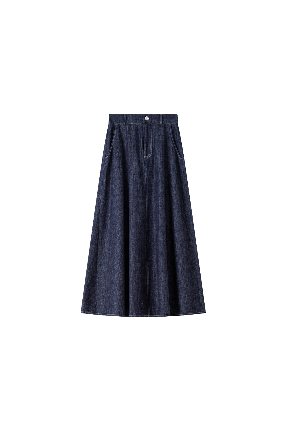 Denim A-Line Skirt with Contour Waistband-VIMLYSTORE