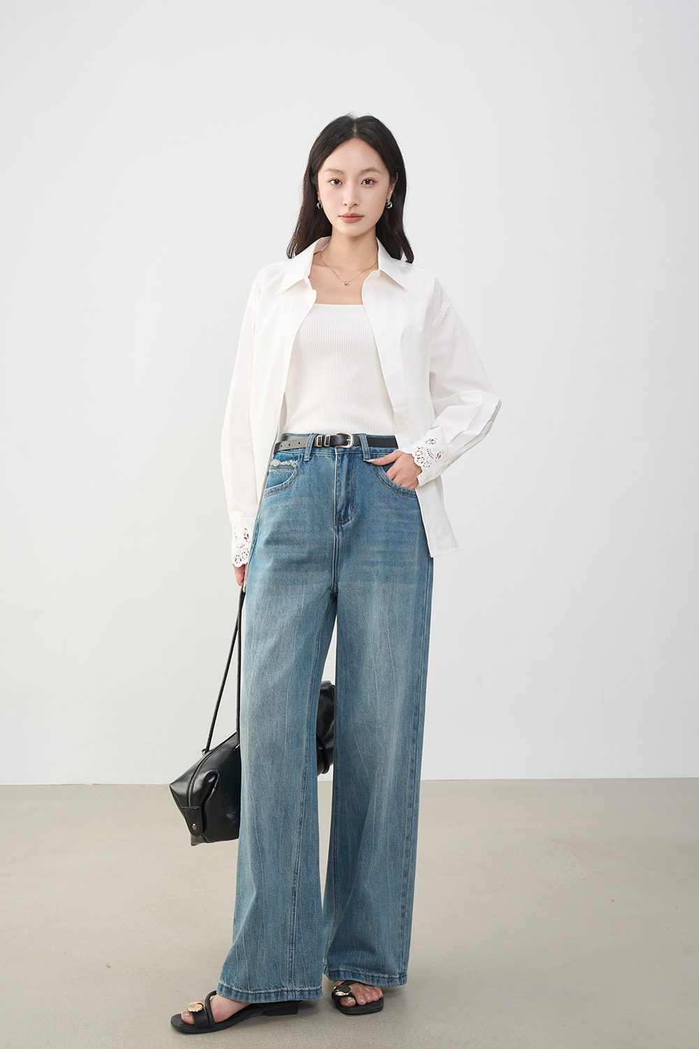 Blue Distressed Detail Slimming Jeans-VIMLYSTORE