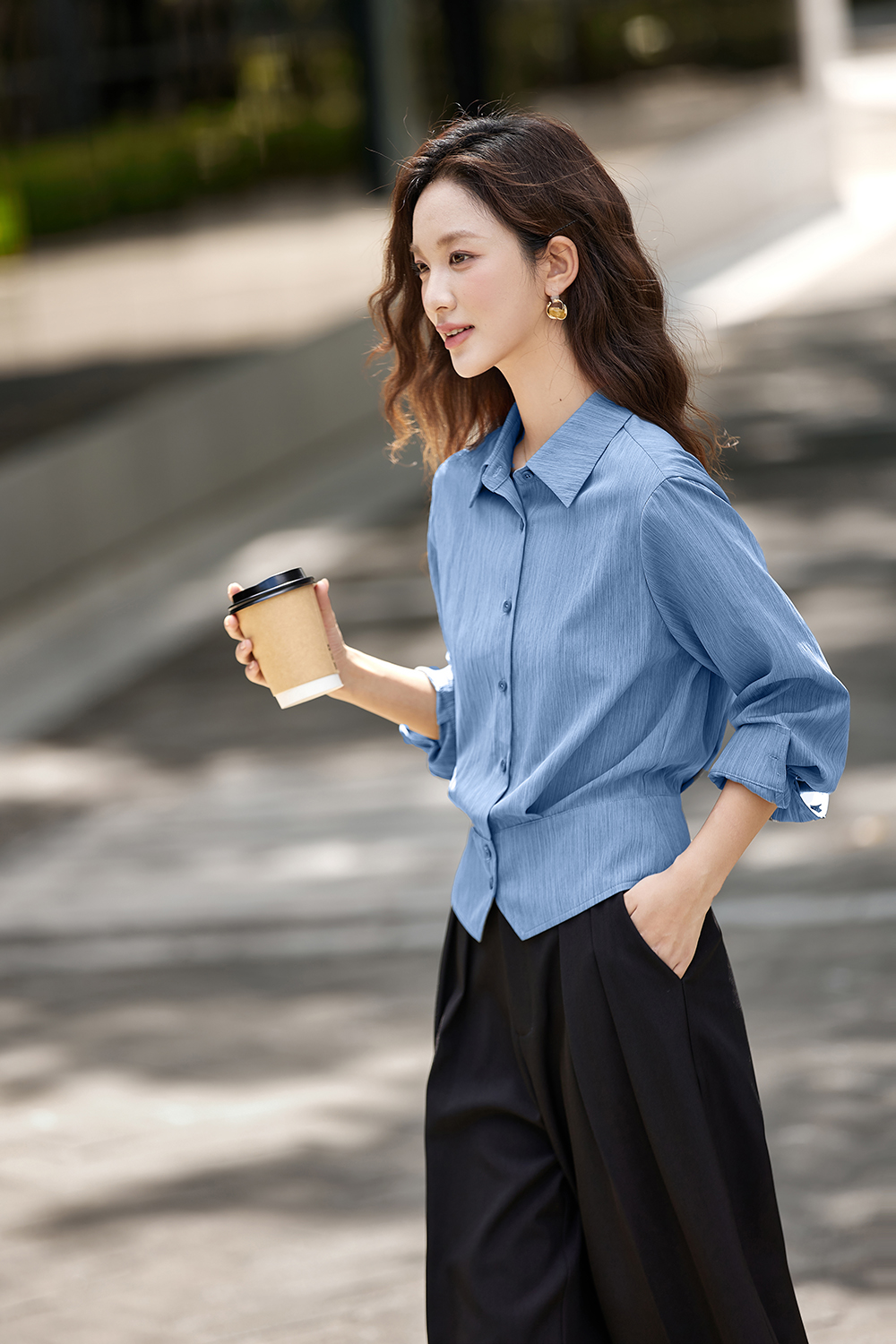 Irregular Design Elegant Striped Lapel Shirt-VIMLYSTORE