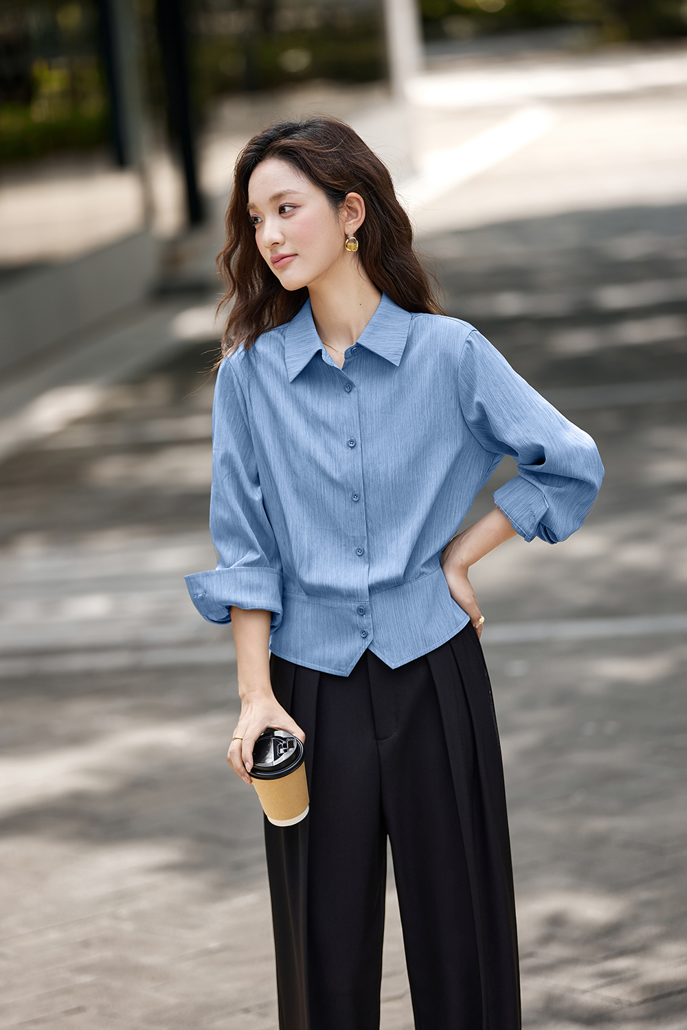 Irregular Design Elegant Striped Lapel Shirt-VIMLYSTORE
