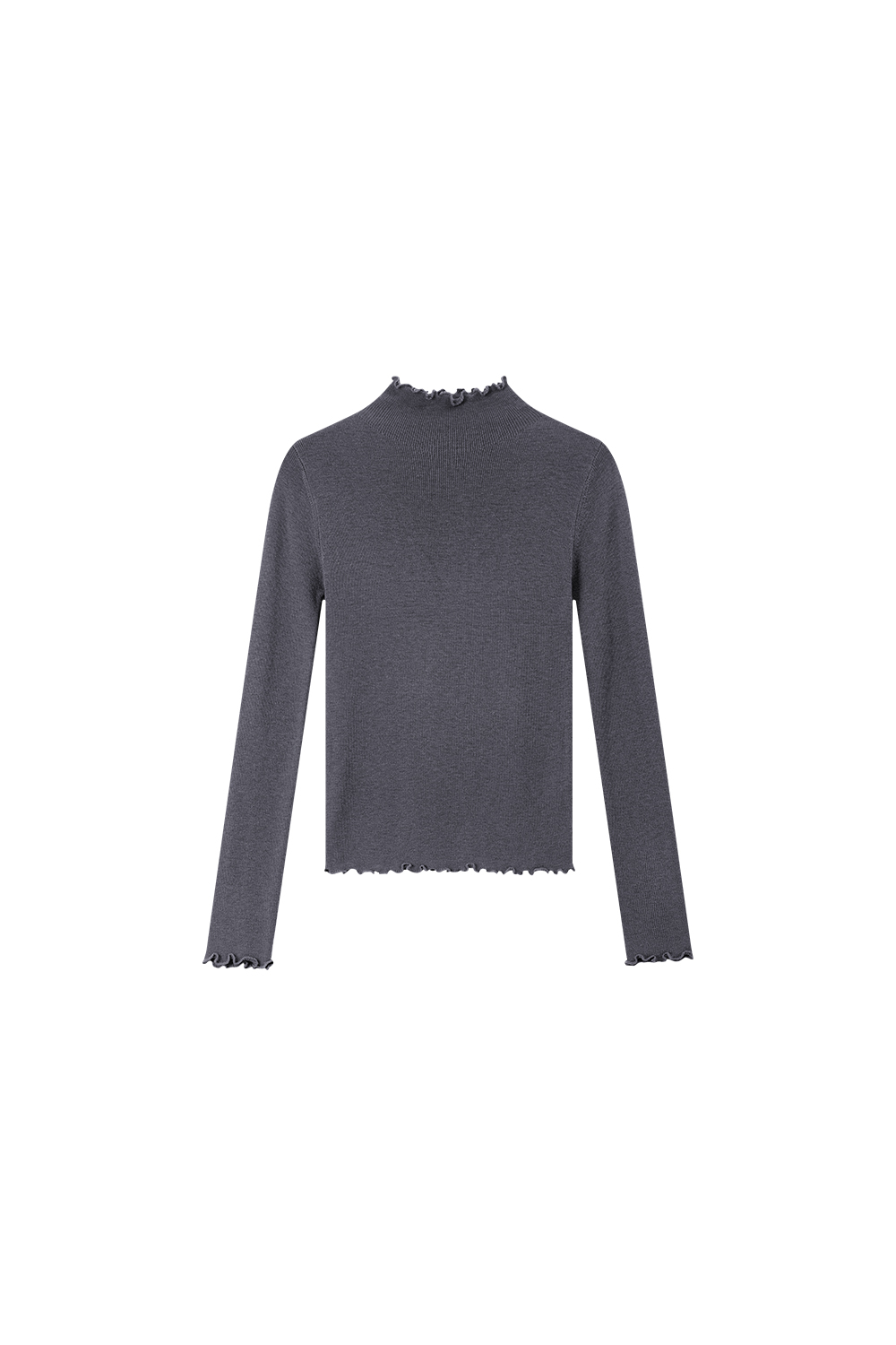 Wave Edge Mock Neck Slim-Fit Slimming Knit Sweater-VIMLYSTORE