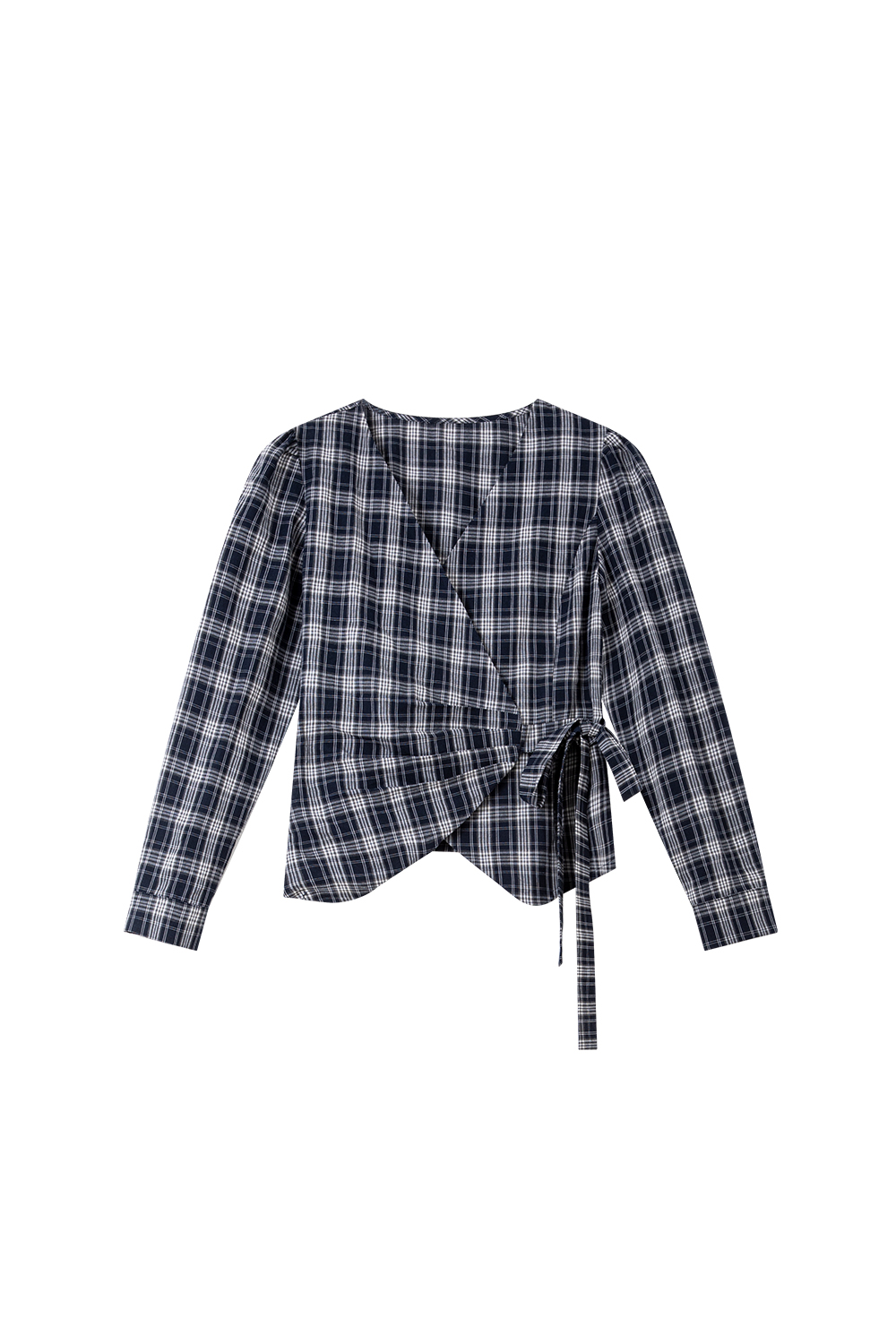 Blue plaid shirt and wide-leg pants-VIMLYSTORE