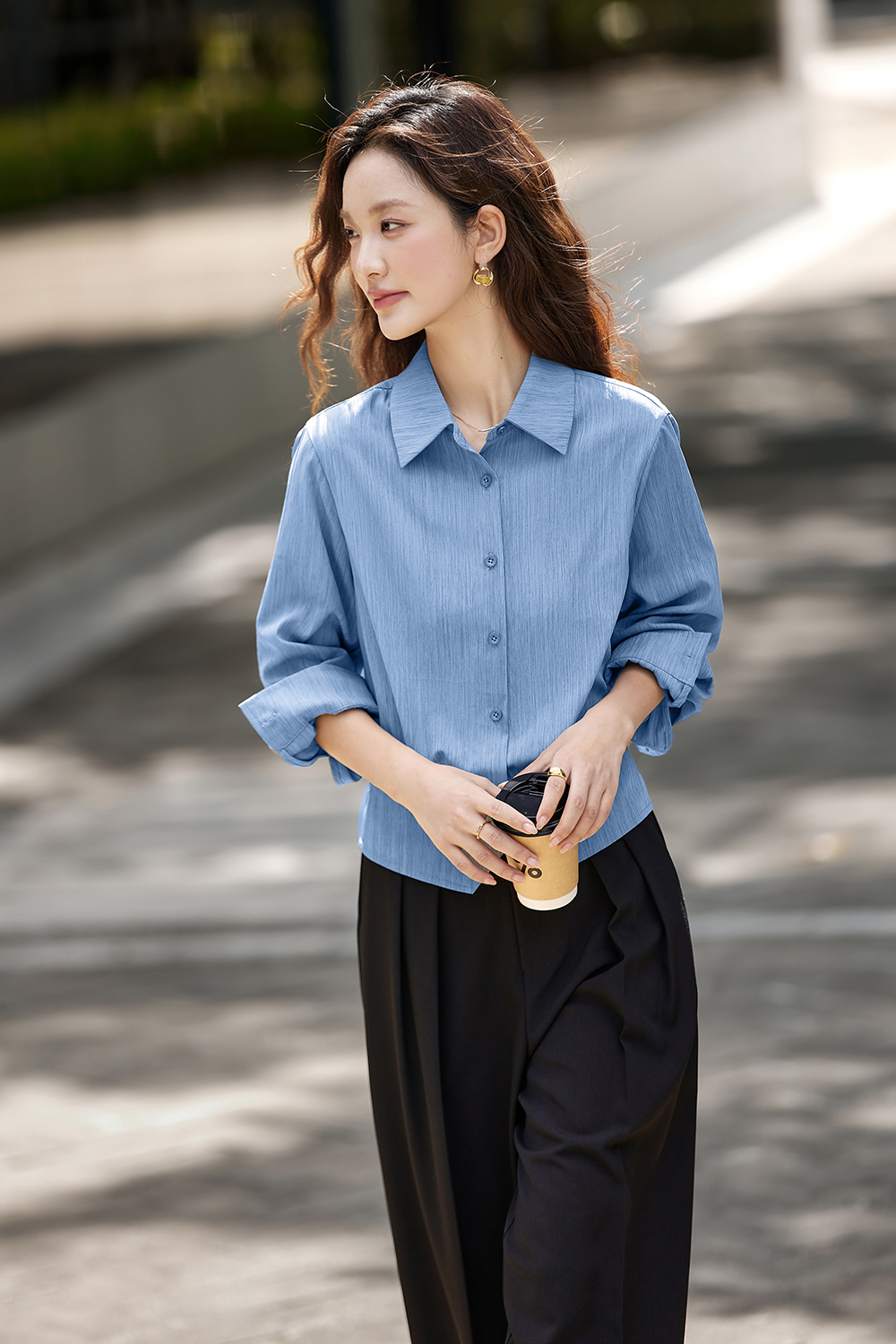Irregular Design Elegant Striped Lapel Shirt-VIMLYSTORE