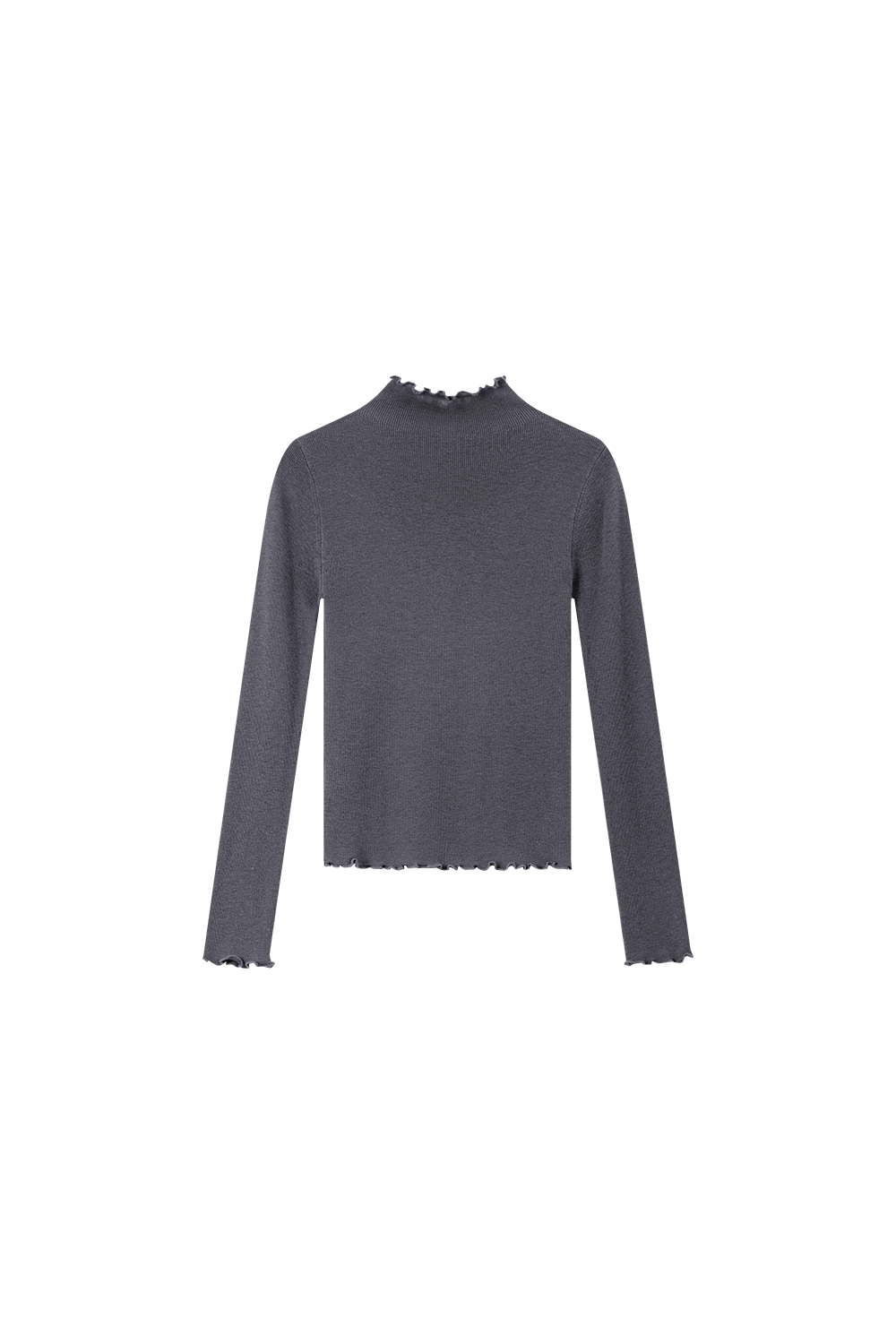 Wave Edge Mock Neck Slim-Fit Slimming Knit Sweater-VIMLYSTORE