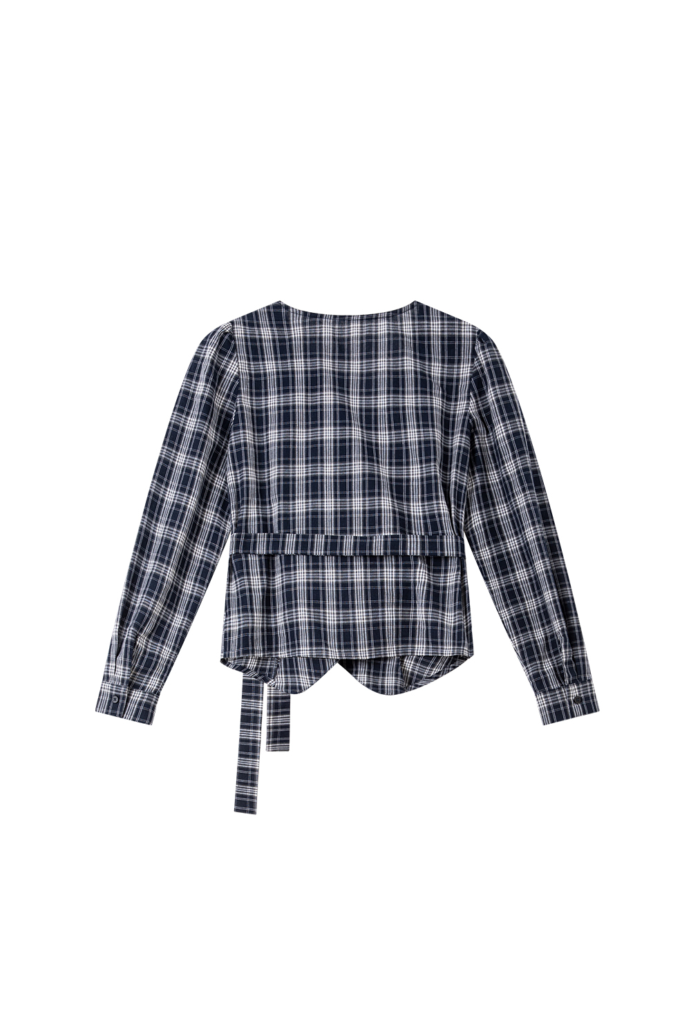 Blue plaid shirt and wide-leg pants-VIMLYSTORE