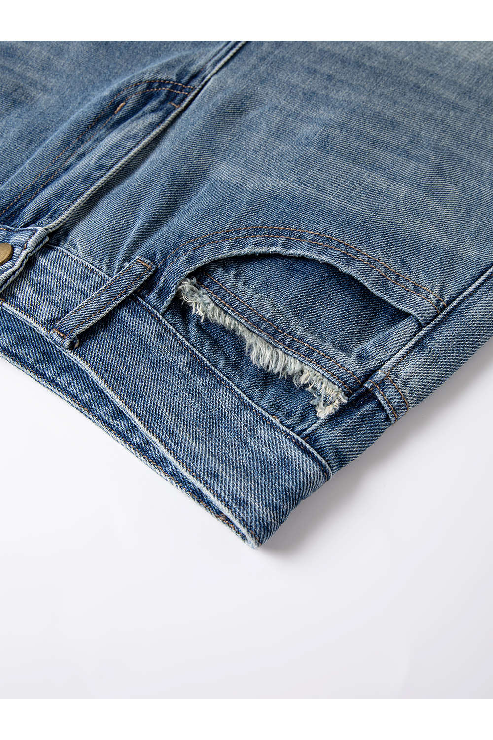 Blue Distressed Detail Slimming Jeans-VIMLYSTORE