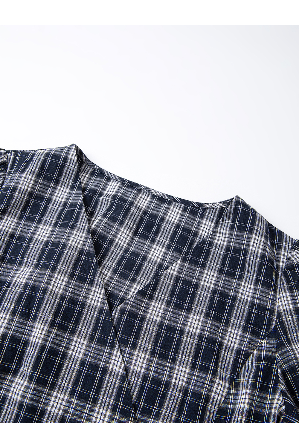 Blue plaid shirt and wide-leg pants-VIMLYSTORE