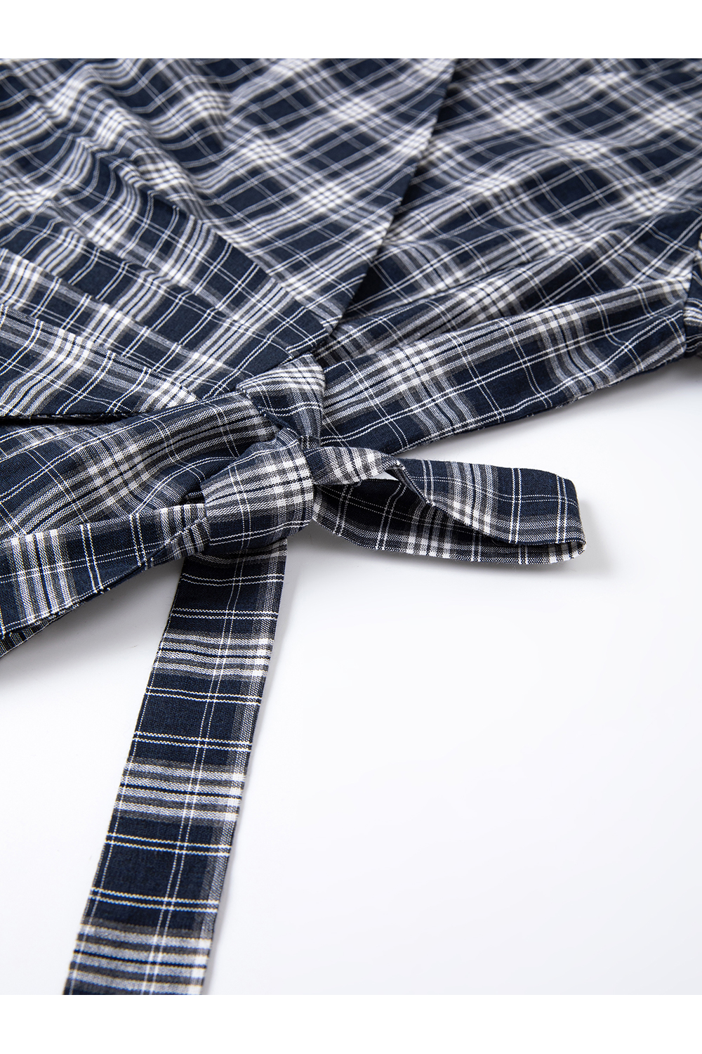 Blue plaid shirt and wide-leg pants-VIMLYSTORE