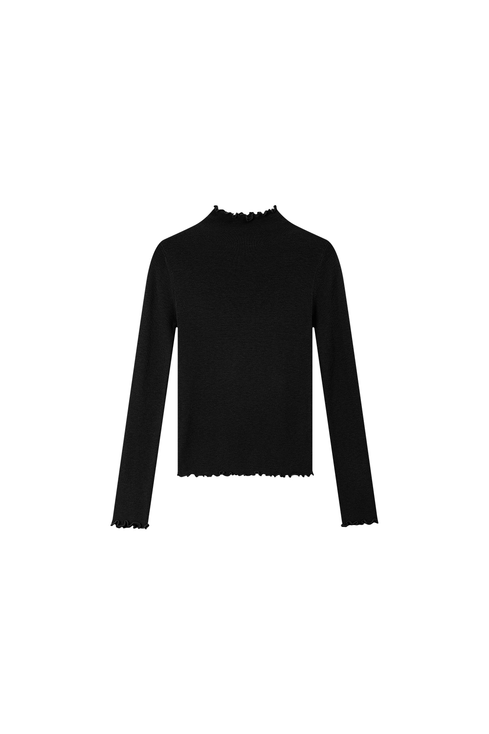 Wave Edge Mock Neck Slim-Fit Slimming Knit Sweater-VIMLYSTORE