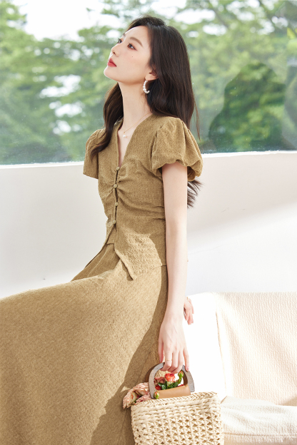 French Puff Sleeve Temperament Suit