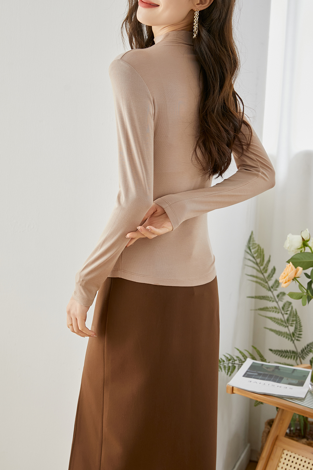 High-Elastic Stand Collar Base Shirt-VIMLYSTORE