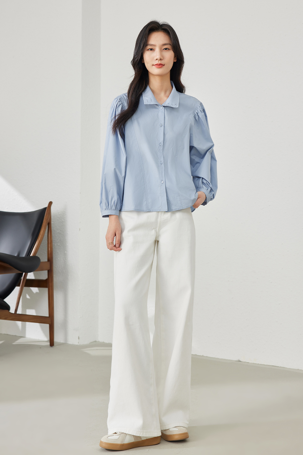 Pure Cotton Turn-down Collar Shirt