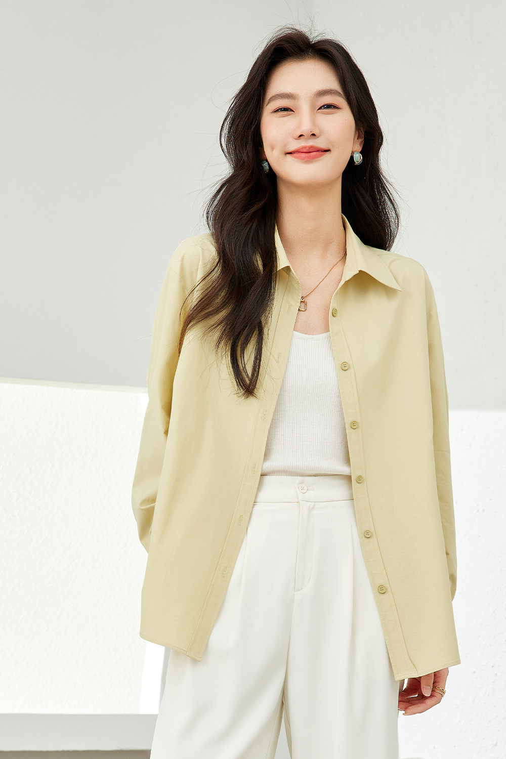 Temperament solid color shirt-VIMLYSTORE