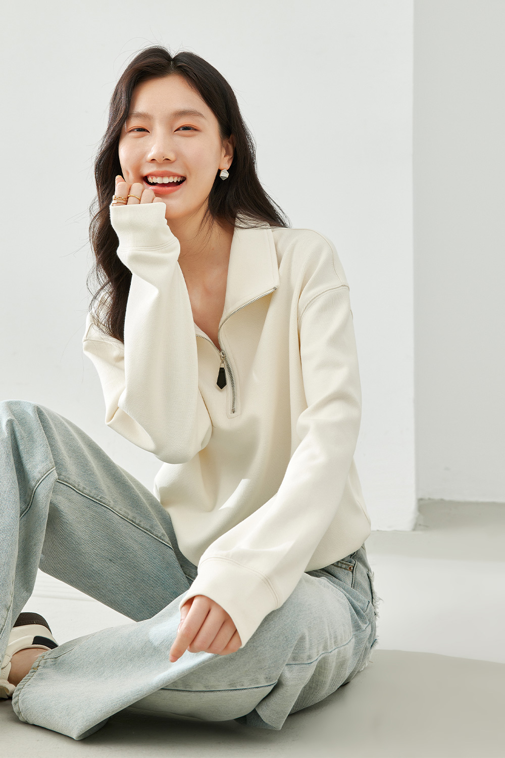 lapel knitted sweatshirt