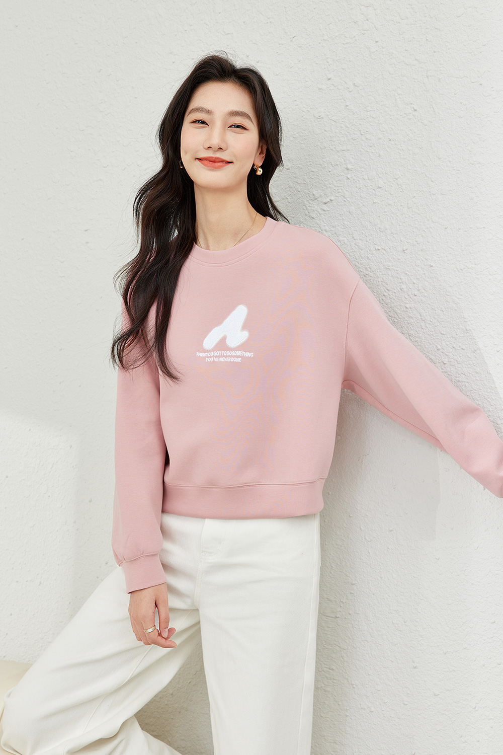 crew neck embroidered sweatshirt-VIMLYSTORE